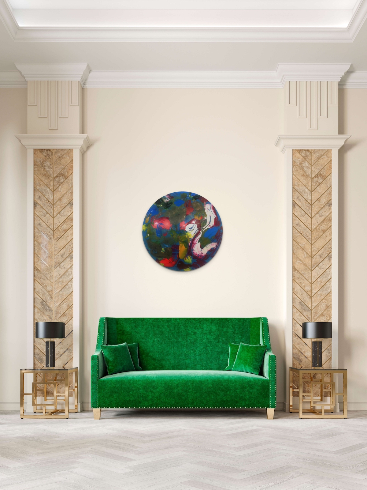 Resin Wall sculpture by Louise Greenfield – Blue and Green – Amanartis Art