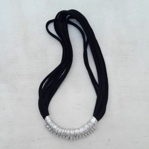 Black and Silver Macy Jersey necklace by Amma Gyan