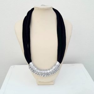 Black and Silver Macy Jersey necklace by Amma Gyan