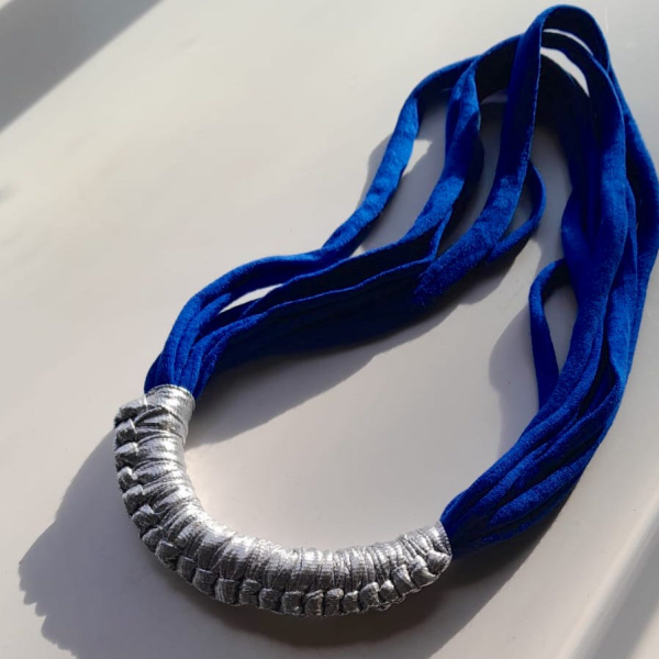 Blue and Silver Macy Jersey necklace by Amma Gyan - Image 3