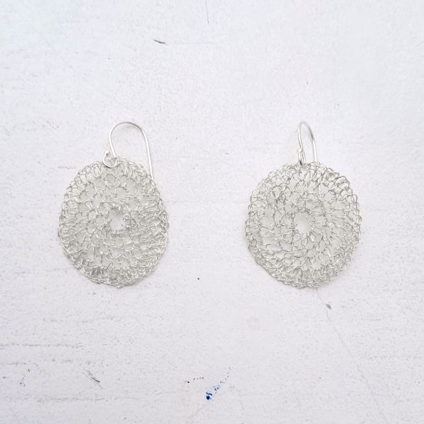 Crochet round earrings by Elizabeth Stewart Designs 1