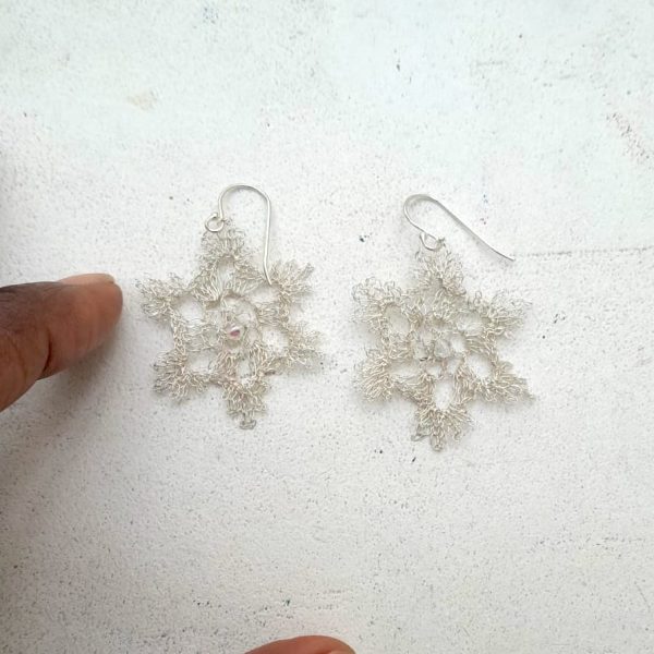 Crochet snowflake earrings by Elizabeth Stewart Designs 3