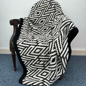 Geometric Lines – Hand crocheted wool blanket by Elizabeth Stewart designs