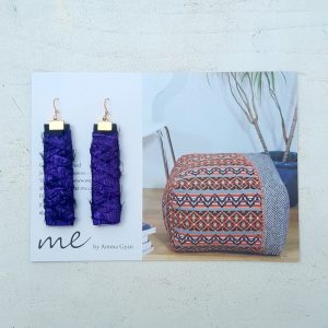 Indigo Reign, Dupion Silk Woven earrings by Amma Gyan