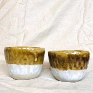 Ochre and white tumbler by Kitty Leonard