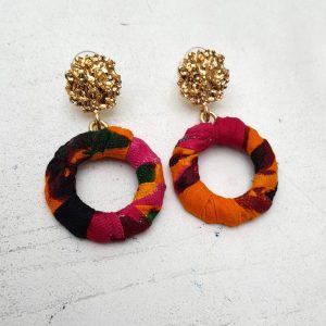 Multicolour African Print Fabric earrings by Jumandy Fabrics