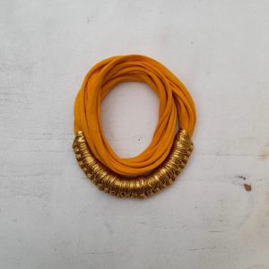 Mustard Yellow and Gold Macy Jersey necklace by Amma Gyan