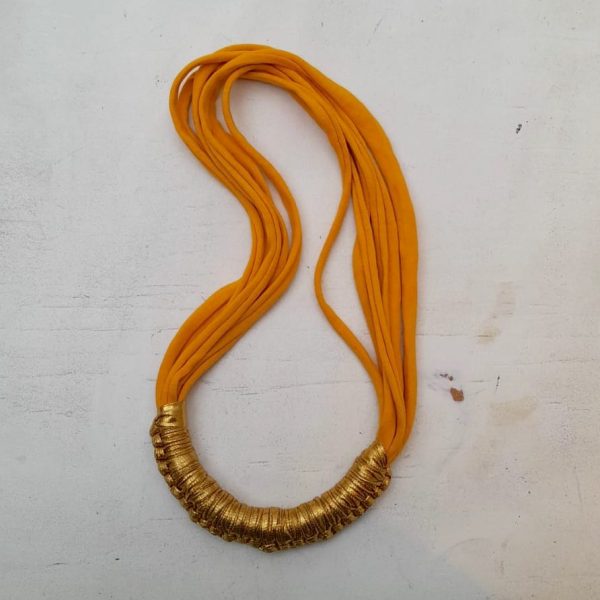 Mustard Yellow and Gold Macy Jersey necklace by Amma Gyan - Image 4