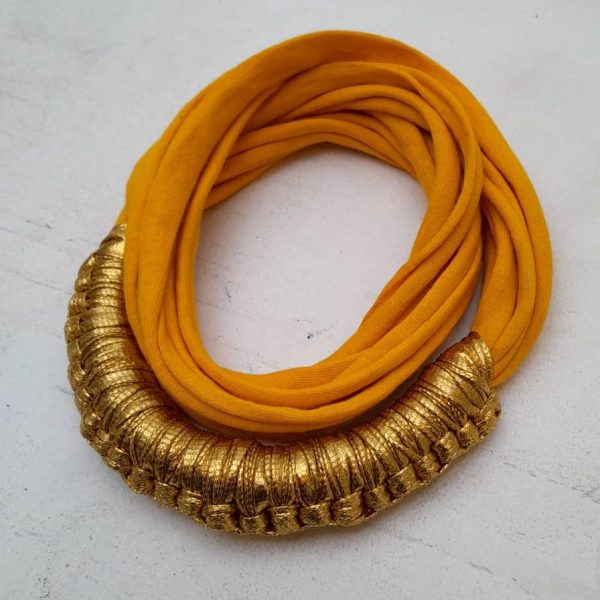 Mustard Yellow and Gold Macy Jersey necklace by Amma Gyan - Image 3