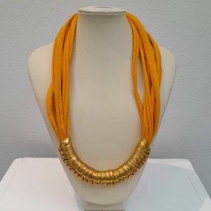 Mustard Yellow and Gold Macy Jersey necklace by Amma Gyan