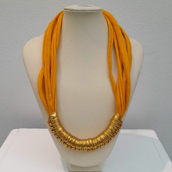 Mustard Yellow and Gold Macy Jersey necklace by Amma Gyan - Image 2