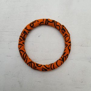 Orange and Black African Print Fabric bangle by Jumandy Fabrics