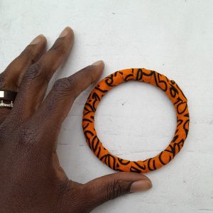 Orange and Black African Print Fabric bangle by Jumandy Fabrics