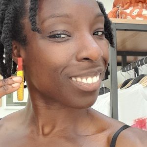 Statement Woven leather Earrings by Amma Gyan – Yellow and Red