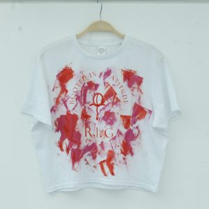 Original Gratitude painted design by Amma Gyan at the House of Amma – M Coral and Salmon