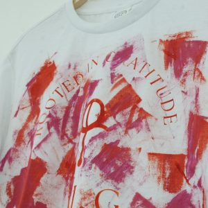 Original Gratitude painted design by Amma Gyan at the House of Amma – M Coral and Salmon