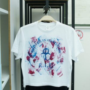 Original Gratitude painted design by Amma Gyan at the House of Amma – XS Plum and Blue