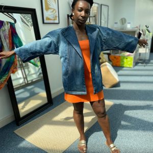 Box style One Off Designer Denim Jacket, by Heidi B