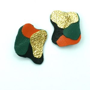 Abstract Petals – Black and Gold – Studs by Amma Gyan