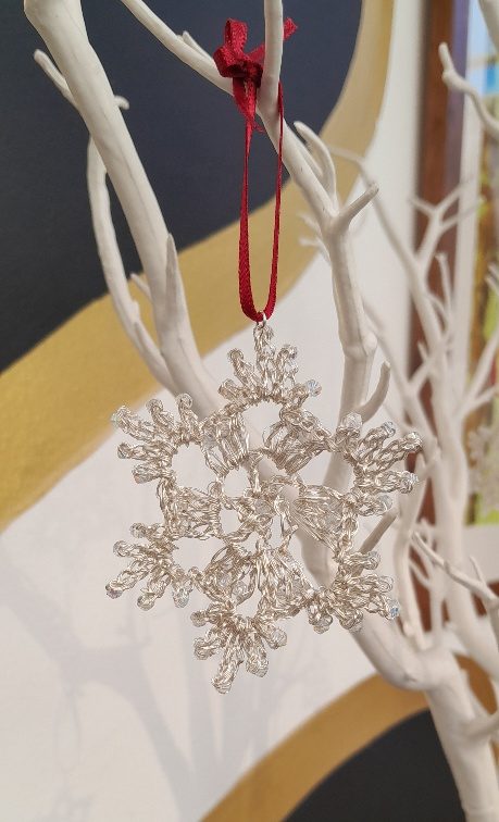 Elegant Christmas Decoration by Elizabeth Stewart Designs - Crochet silver Snowflakes 3